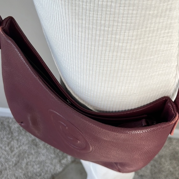 Gres Paris shoulder bag crossbody maroon burgundy pebbled leather - Picture 7 of 17